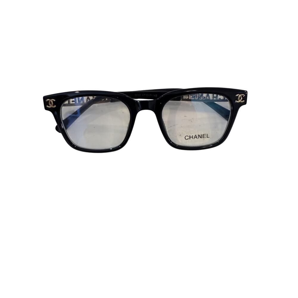 CHANEL 2665 Black Square Eyeglasses Gold CC Rhinestone Logo 67-17-145 Italy
